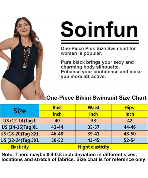 Sets Women's Plus Size Swimsuits One Piece Monokinis Swimwear Athletic Tankini - Black V-neck - C018R4W52TN