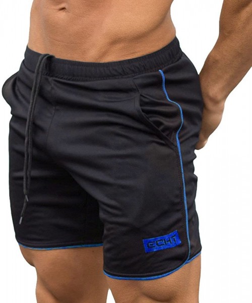 Trunks Men's Summer Shorts Sports Classic Fit Athletic Training Bodybuilding Workout Short Pants - Blue - CG18O4XKASH