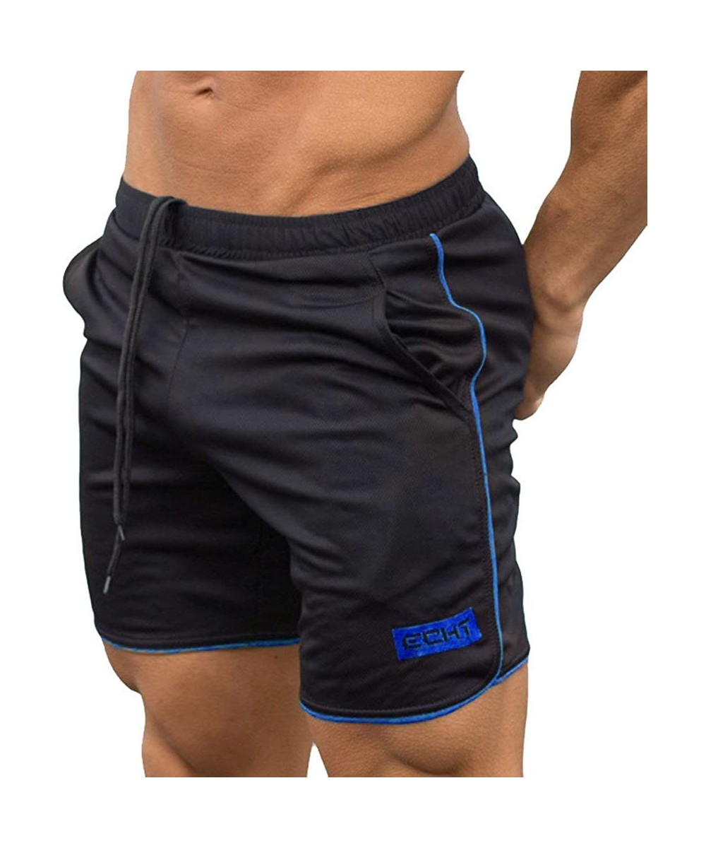 Trunks Men's Summer Shorts Sports Classic Fit Athletic Training Bodybuilding Workout Short Pants - Blue - CG18O4XKASH