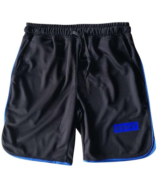 Trunks Men's Summer Shorts Sports Classic Fit Athletic Training Bodybuilding Workout Short Pants - Blue - CG18O4XKASH