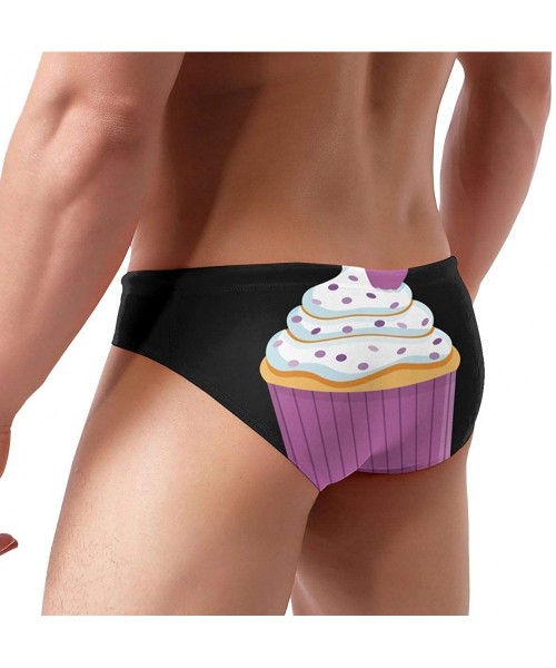 Briefs Men Swim Briefs Cupcake Bikini Swimwear Swimming Triangle Shorts Beach Shorts - Black - CX19744STCL