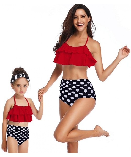 Sets Women Two Pieces Swimsuit Ruffle Swimwear Kids Girls Bikini Bathing Suit Mommy and Me Matching Family Beachwear Sets - R...