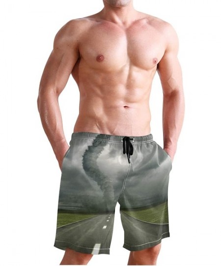 Racing Men's Swim Trunks Japanese Cherry Blossom with Mount Fuji Quick Dry Beach Board Shorts with Pockets - Approaching Torn...