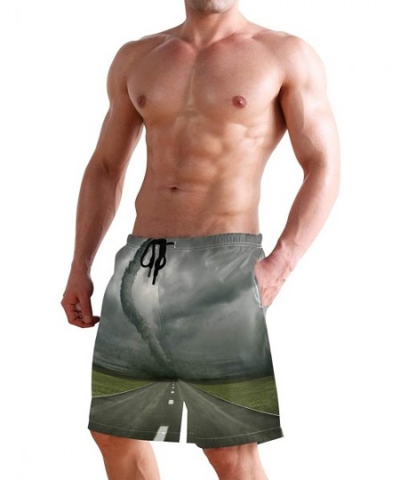 Racing Men's Swim Trunks Japanese Cherry Blossom with Mount Fuji Quick Dry Beach Board Shorts with Pockets - Approaching Torn...