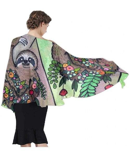 Cover-Ups Women Luxury Chiffon Swimwear Cover Up- Oversize Beach Sarong Shawl Wrap - My Spirit Animal Sloth - C819C6NY5GA