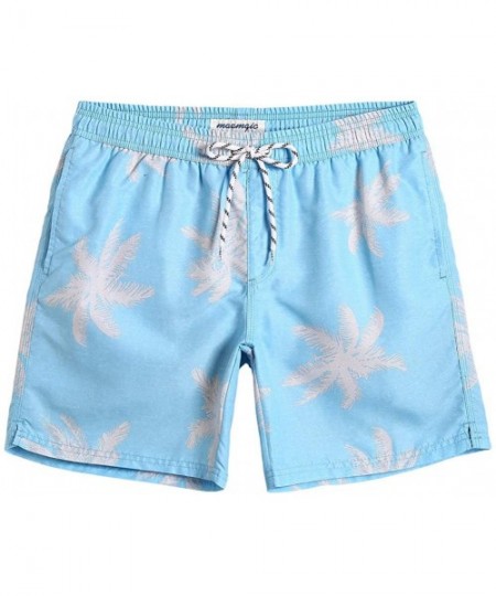 Trunks Mens Slim Fit Quick Dry Swim Shorts Swim Trunks Mens Bathing Suits with Mesh Lining - Palm Tree-blue-2 - C21972YYL3L