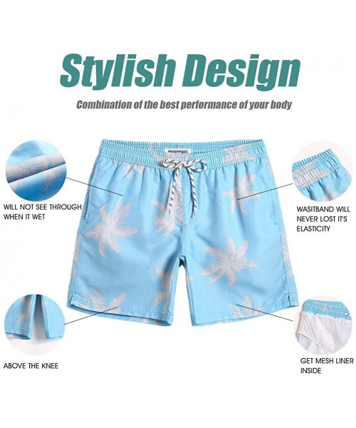 Trunks Mens Slim Fit Quick Dry Swim Shorts Swim Trunks Mens Bathing Suits with Mesh Lining - Palm Tree-blue-2 - C21972YYL3L