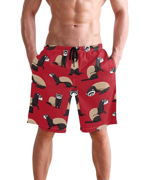 Racing Mens Swim Trunks Anchors Starfish Beach Board Shorts - Ferret - CL18NX09E6I