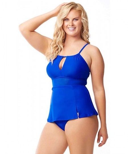 One-Pieces Keyhole Swimdress Bathing Suit - Cobalt - CY18DTCXQO8