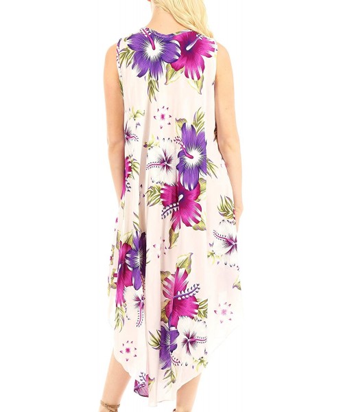 Cover-Ups Women's Casual Summer Floral Print Sleeveless Loose Dress Cover-up - W-purple - CU194A3D24S