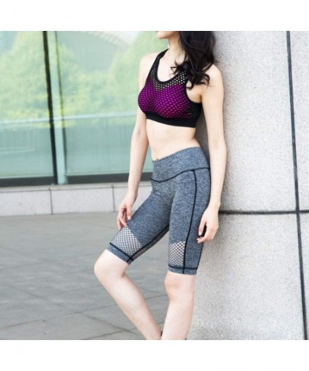 Tankinis Lady Solid Pocket High-Waist Hip Stretch Underpants Running Fitness Yoga Shorts - P-gray - CR190OO0IMT