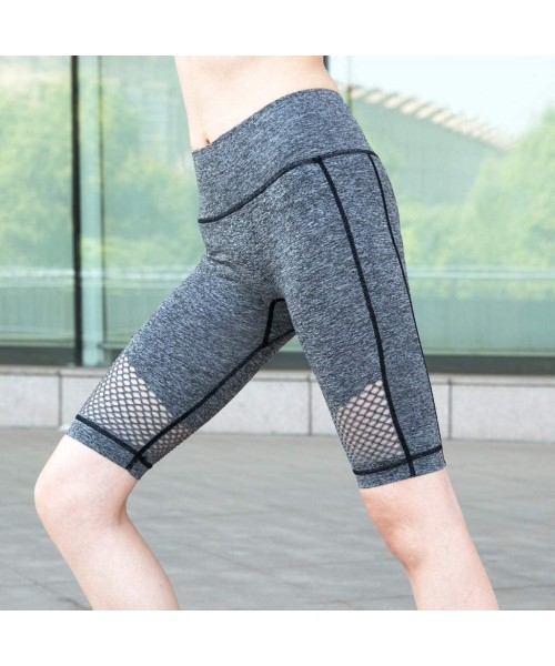 Tankinis Lady Solid Pocket High-Waist Hip Stretch Underpants Running Fitness Yoga Shorts - P-gray - CR190OO0IMT