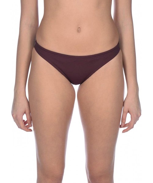 Bottoms Womens Rule Breaker Real Brief MaxLife Bikini Bottom - Red Wine - Yellow Star - C118UOWYAG8