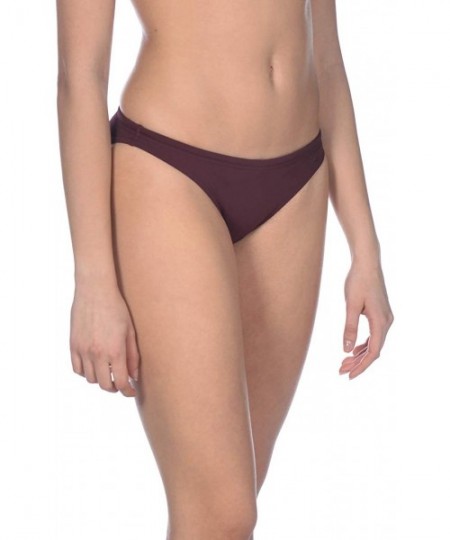 Bottoms Womens Rule Breaker Real Brief MaxLife Bikini Bottom - Red Wine - Yellow Star - C118UOWYAG8