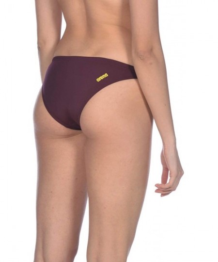 Bottoms Womens Rule Breaker Real Brief MaxLife Bikini Bottom - Red Wine - Yellow Star - C118UOWYAG8