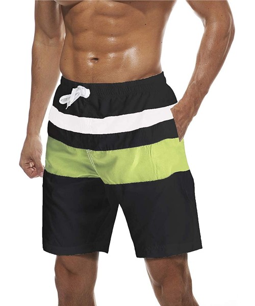 Trunks Men's Summer Quick Dry Beach Surfing Board Shorts Swim Trunks Striped Shorts - Black Gw - C218TEMQLXU