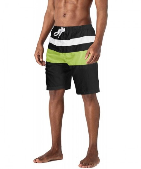 Trunks Men's Summer Quick Dry Beach Surfing Board Shorts Swim Trunks Striped Shorts - Black Gw - C218TEMQLXU