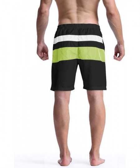 Trunks Men's Summer Quick Dry Beach Surfing Board Shorts Swim Trunks Striped Shorts - Black Gw - C218TEMQLXU