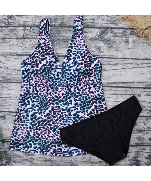 One-Pieces Women Vintage Printed Tankini Set Push Up Padded Sporty Swimsuit Plus Size Swimwear S-XXL - T - 174 - CS18WXRDR0K