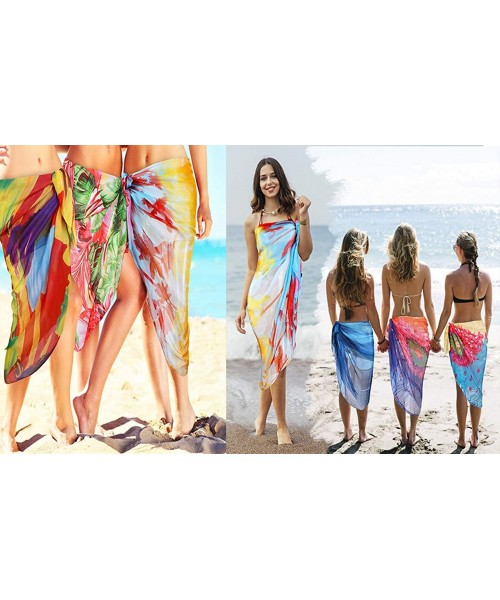 Cover-Ups Women's Swimwear Cover Ups Chiffon Beach Swimsuit Bikini Sarong Long Pareo Spa Wrap Skirts Scarf Shawls for Women G...