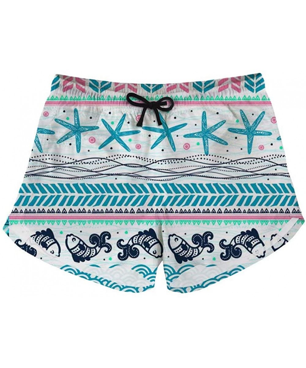 Board Shorts Beach Shorts Women Hot Pants with Pockets Drawstring Mid Rise Board Shorts - Starfish - CP195A2T6YQ