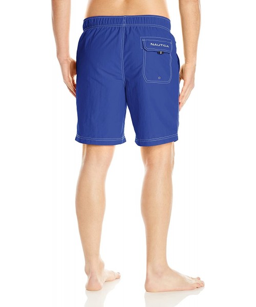 Trunks Men's Solid Quick Dry Classic Logo Swim Trunk - Bright Cobalt - CI17YXWXQ2G