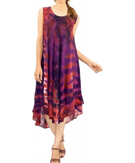 Cover-Ups Women's Beach Dress Prom Party Cocktail Dress for Women Hand Tie Dye - Maroon_r1 - CP1952KM8UK