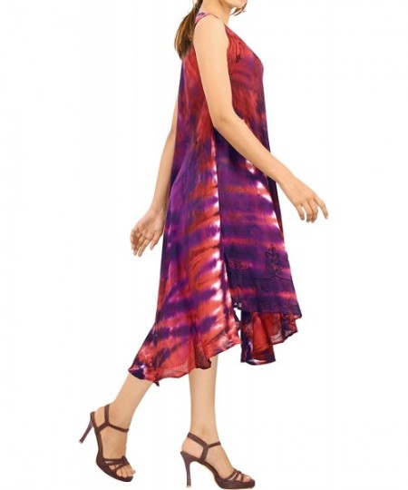 Cover-Ups Women's Beach Dress Prom Party Cocktail Dress for Women Hand Tie Dye - Maroon_r1 - CP1952KM8UK