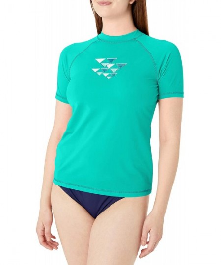 Rash Guards Women's Marina UPF 50+ Short Sleeved Active Rashguard & Workout Top - Gillian Lagoon - C417YK4KM7K