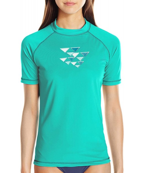 Rash Guards Women's Marina UPF 50+ Short Sleeved Active Rashguard & Workout Top - Gillian Lagoon - C417YK4KM7K