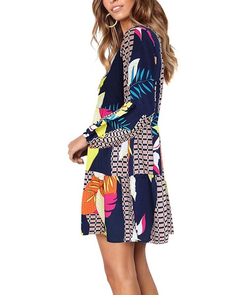 Cover-Ups Women Summer Tunic Dress V Neck Casual Loose Flowy Swing Shift Dresses - B Printed Geometry - CL18AQU4RDN