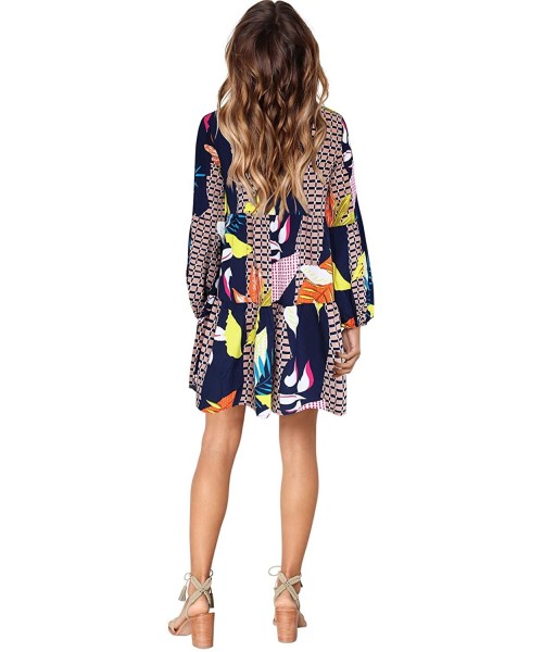 Cover-Ups Women Summer Tunic Dress V Neck Casual Loose Flowy Swing Shift Dresses - B Printed Geometry - CL18AQU4RDN