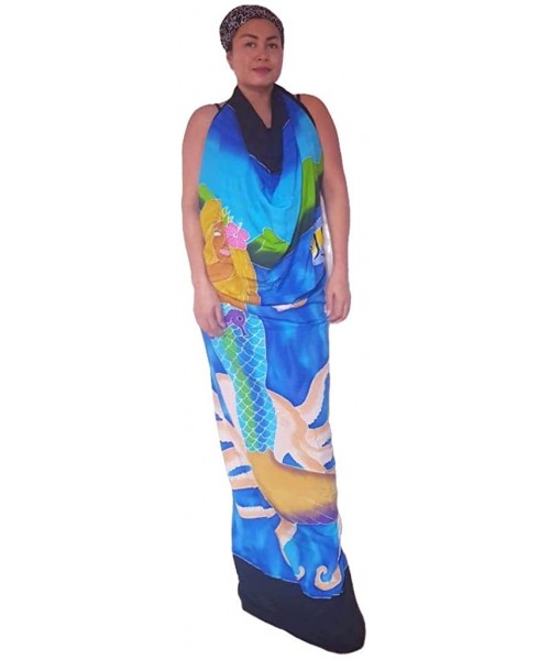 Cover-Ups Sea Animals Collection- Hawaiian Mermaid Beach Pareos- Batik Hand Painted Sarong- Swimsuit Cover-up. 50 - B - CJ199...