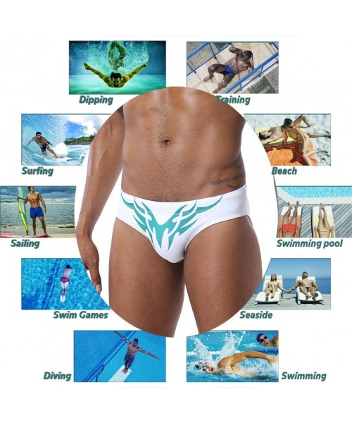 Briefs Mens Sexy Swim Briefs Square Leg Swimsuit Swimwear with Pad - White - CZ194UH87TA