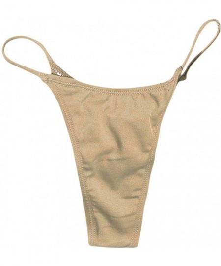 Tankinis Women's Swimsuit Bottoms Low Rise Cheeky String Thong Bikini Bottoms - Khaki - CE196IX08SC