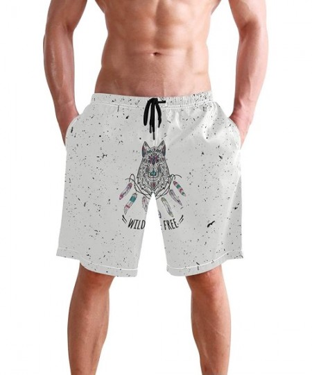 Board Shorts Men's Quick Dry Swim Trunks with Pockets 3D Printed Pattern Beach Board Shorts Bathing Suits - Tribal Style Wolf...