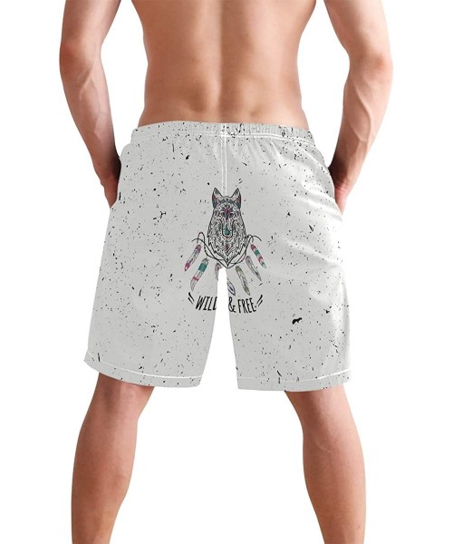 Board Shorts Men's Quick Dry Swim Trunks with Pockets 3D Printed Pattern Beach Board Shorts Bathing Suits - Tribal Style Wolf...