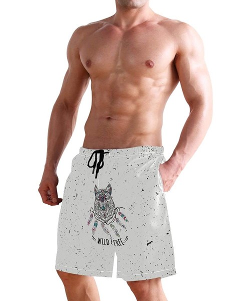 Board Shorts Men's Quick Dry Swim Trunks with Pockets 3D Printed Pattern Beach Board Shorts Bathing Suits - Tribal Style Wolf...