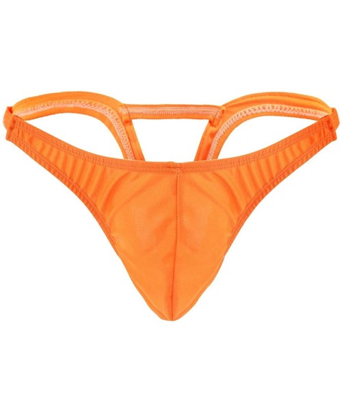 Briefs Men Swimwear Underwear Bulge Pouch G String Thong Brief Shorts with Inverted Triangle Rear Swimsuit Panties - Orange -...