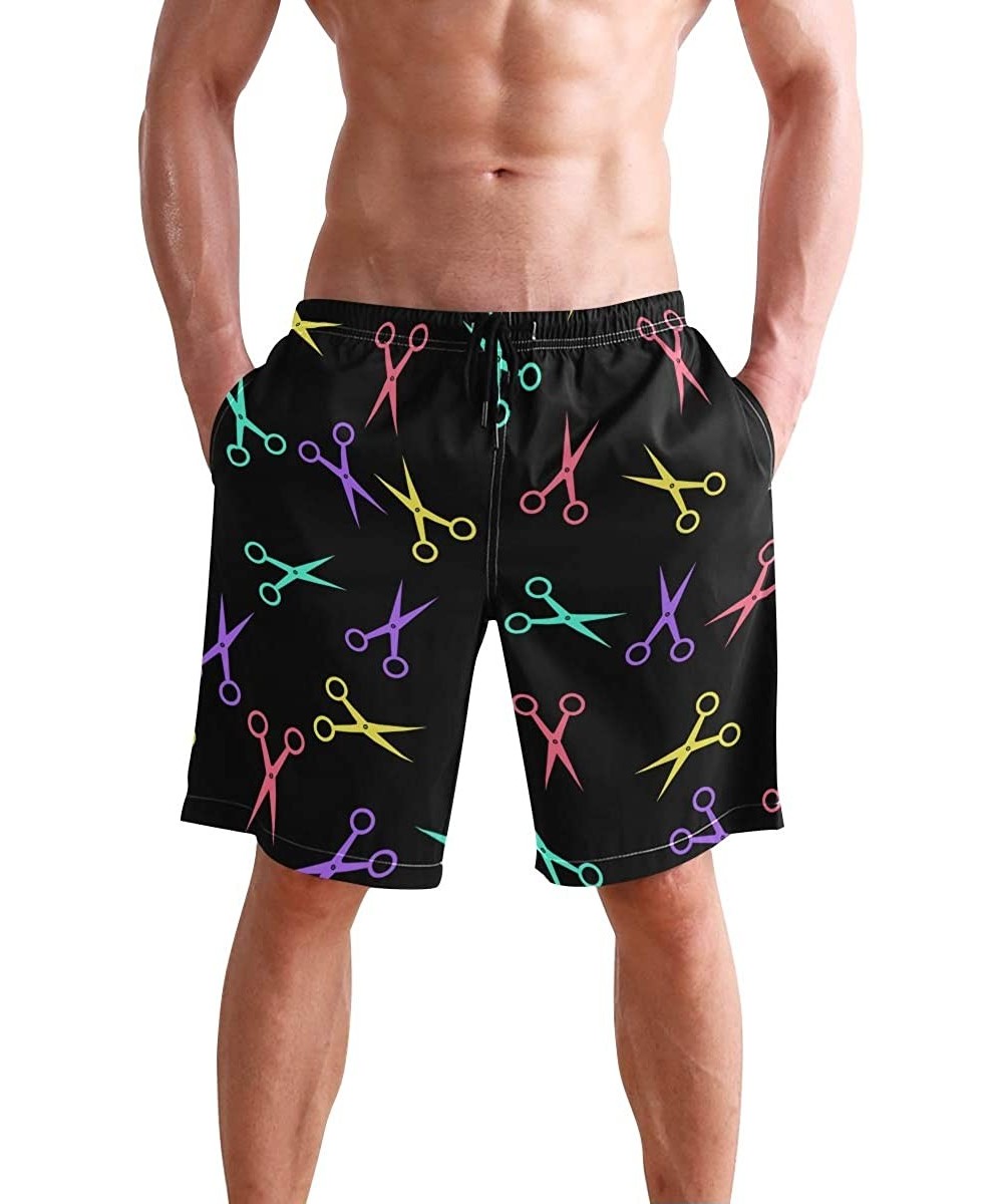 Board Shorts Men's Swim Trunks Wrestle Like You Mean It Quick Dry Beach Board Shorts with Pockets - Colorful Hairdresser Scis...