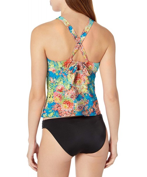 Tops Women's Hi-Neck Tankini with Removable Cups - Electric Oasis - CX1875RT6SH