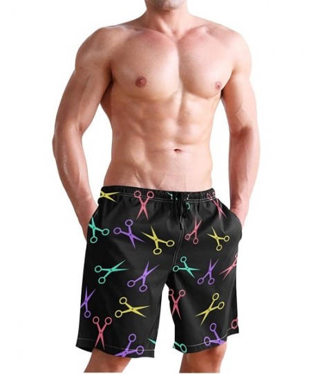 Board Shorts Men's Swim Trunks Wrestle Like You Mean It Quick Dry Beach Board Shorts with Pockets - Colorful Hairdresser Scis...