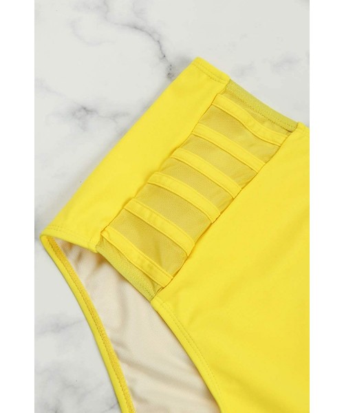 Sets Women Plus Size Ruffles High Waisted Swimsuit Bikini Sets Bathing Suit - 03-bright Yellow - CV18O7UKH06