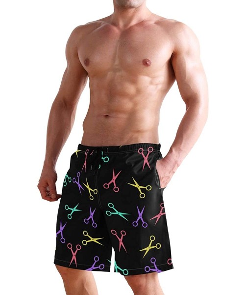 Board Shorts Men's Swim Trunks Wrestle Like You Mean It Quick Dry Beach Board Shorts with Pockets - Colorful Hairdresser Scis...