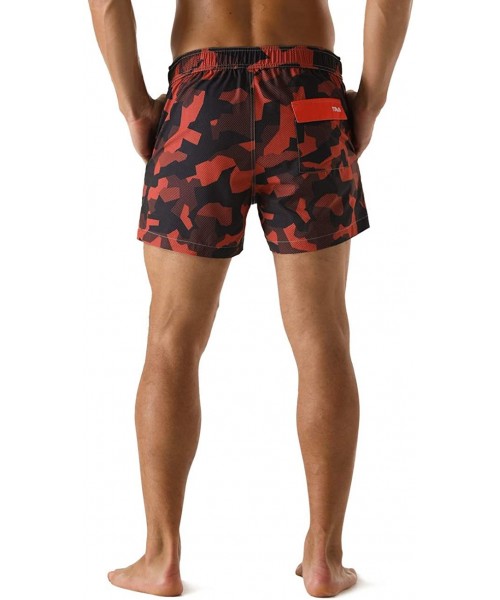 Trunks Men's Quick Dry Soft Relaxed Fit Drawstring Swim Trunks - Red-347 - C319HGK0IEN