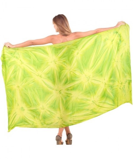 Cover-Ups Women One Size Swimsuit Cover Up Summer Beach Wrap Skirt Hand Tie Dye B - Green_q865 - CK121U7K9N1