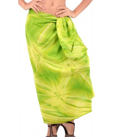 Cover-Ups Women One Size Swimsuit Cover Up Summer Beach Wrap Skirt Hand Tie Dye B - Green_q865 - CK121U7K9N1