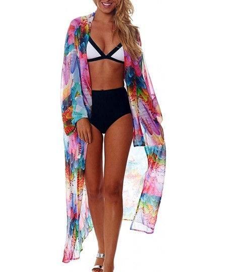 Cover-Ups Women Chiffon Kimonos- Summer Beachwear Cover Up for The Beach- Pool- Music Festivals - Feather - CV18TOH5G88