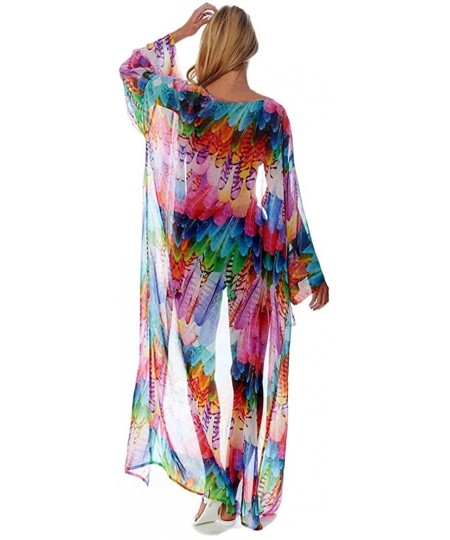 Cover-Ups Women Chiffon Kimonos- Summer Beachwear Cover Up for The Beach- Pool- Music Festivals - Feather - CV18TOH5G88