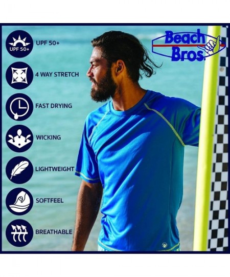 Rash Guards Men's UPF 50+ Swim Shirt - Long Sleeve Quick Dry Rashguard - Royal / Lime Stitching - CL187EC5I0R